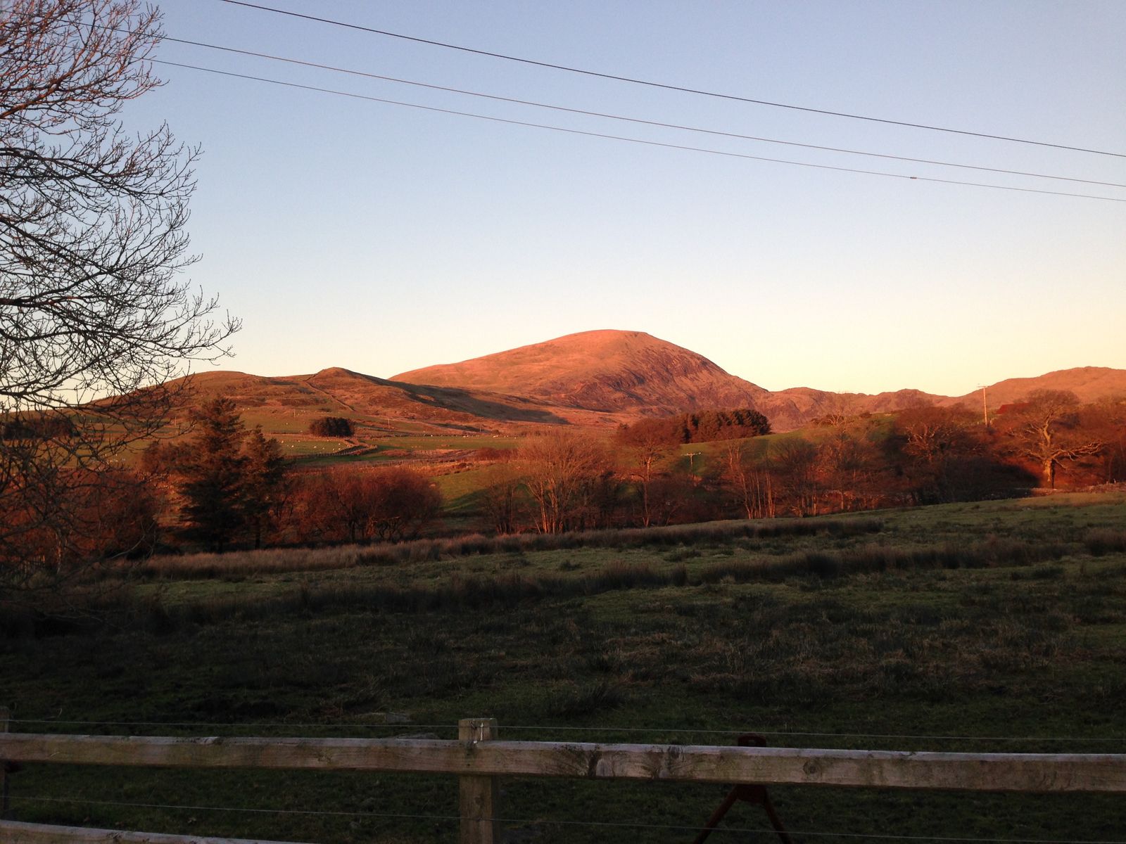Evening view down the Cwmystradllyn valley towards Moel Hebog
